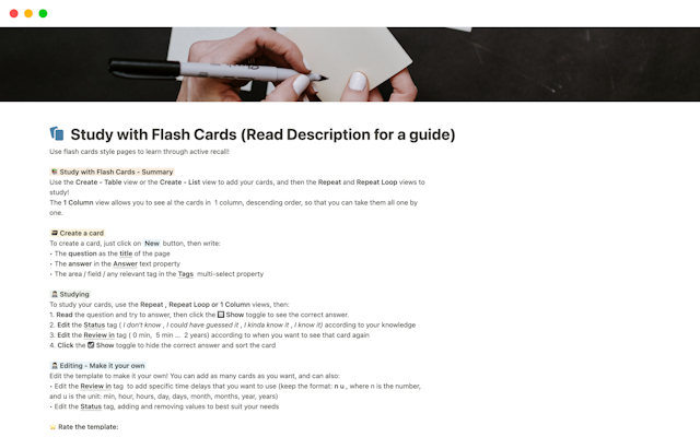 Flash Cards Template - Study using active recall
