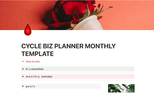 Monthly Cycle Biz Planner Template